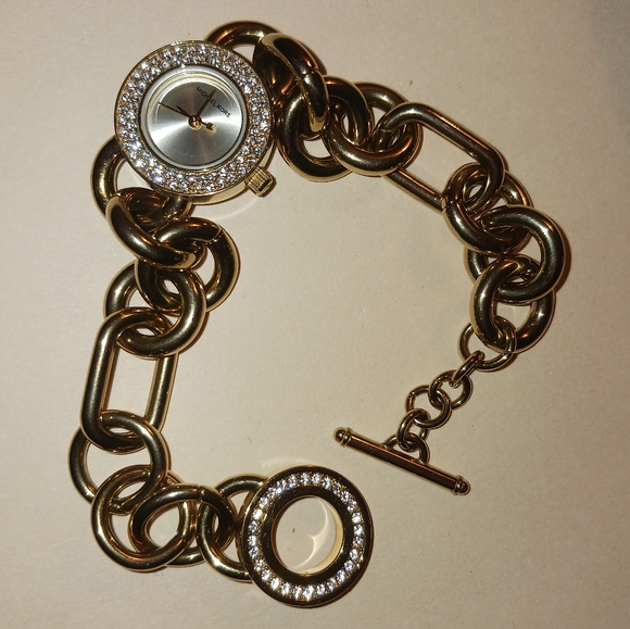 Michael Kors Watch Gold Chain Link Crystal Face MK Bling Watch - Picture 14 of 15